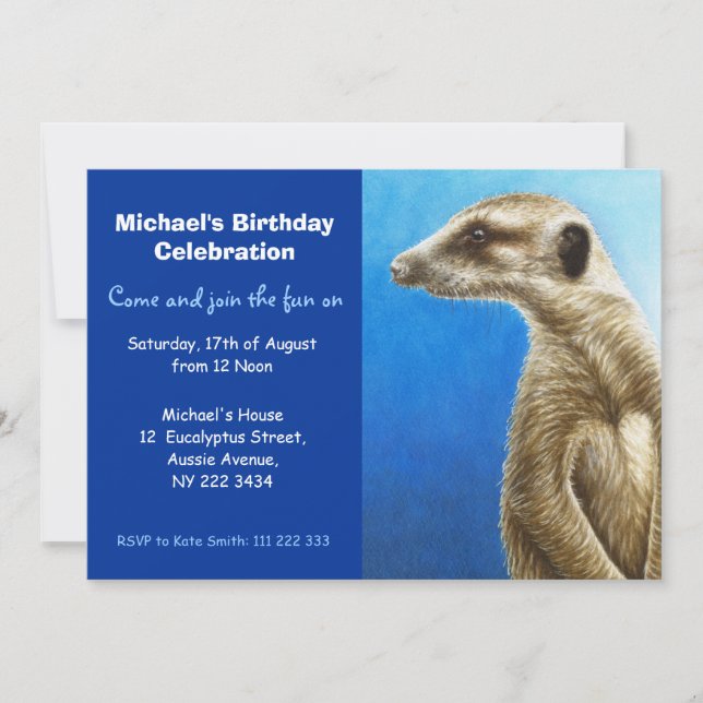 Invitation à la fête d'anniversaire de Meerkat (Devant)