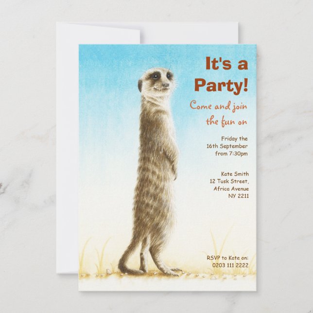 Invitation à la fête d'anniversaire de Meerkat (Devant)