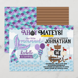 Invitation à la fête d'anniversaire de Mermaid Pir
