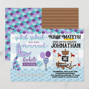Invitation à la fête d'anniversaire de Mermaid Pir