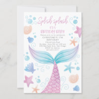 Invitation à la fête d'anniversaire de Mermaid Poo