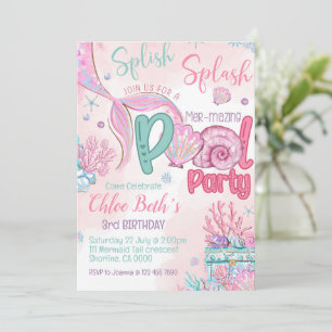 Invitation à la fête d'anniversaire de Mermaid Poo