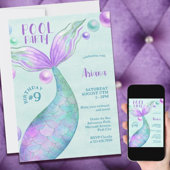 Invitation à la fête d'anniversaire de Mermaid Poo (Créateur téléchargé)