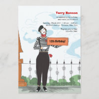 Invitation à la fête d'anniversaire de Mime Adore