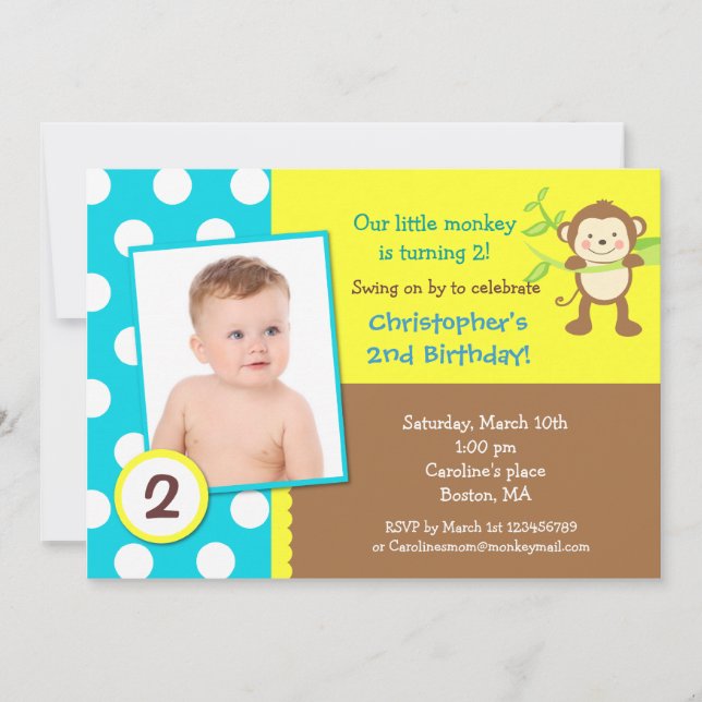 Invitation à la fête d'anniversaire de Mod Monkey (Devant)