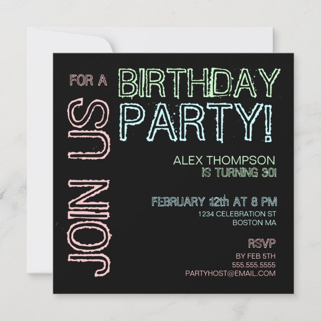 Invitation à la fête d'anniversaire de Modern Ligh (Devant)