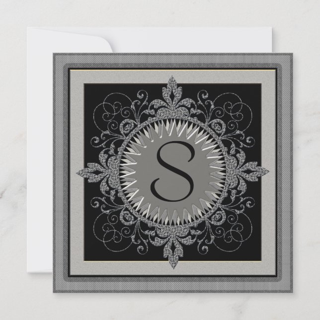 Invitation à la fête d'anniversaire de monogramme (Devant)