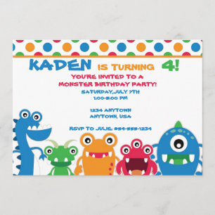 Invitation à la fête d'anniversaire de Monster