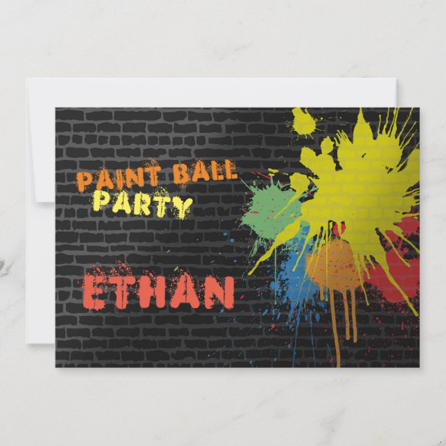 Invitation à la fête d'anniversaire de Paintball (Devant)