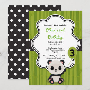Invitation à la fête d'anniversaire de Panda - Ver
