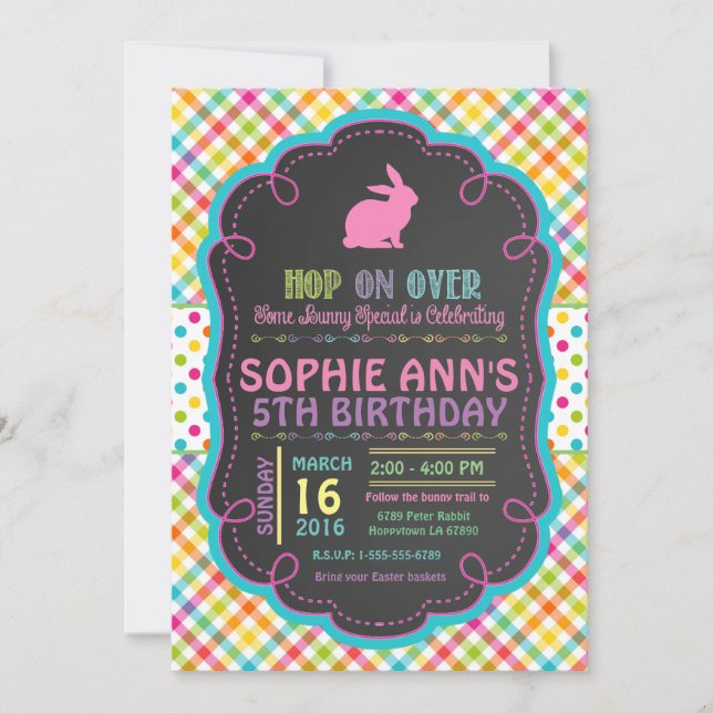 Invitation à la fête d'anniversaire de Pâques (Devant)