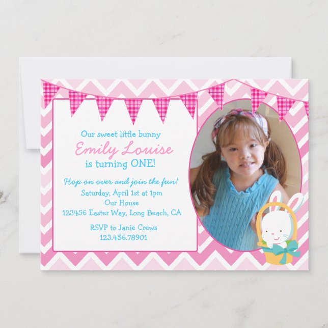 Invitation à la fête d'anniversaire de Pâques Bunn (Devant)