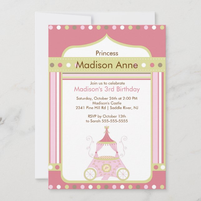 Invitation à la fête d'anniversaire de Princess -  (Devant)