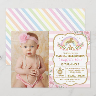Invitation à la fête d'anniversaire de Rainbow Flo