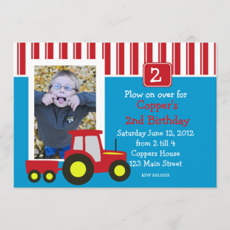 Invitation à la fête d'anniversaire de Red Tractor