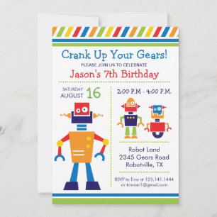 Invitation à la fête d'anniversaire de robot