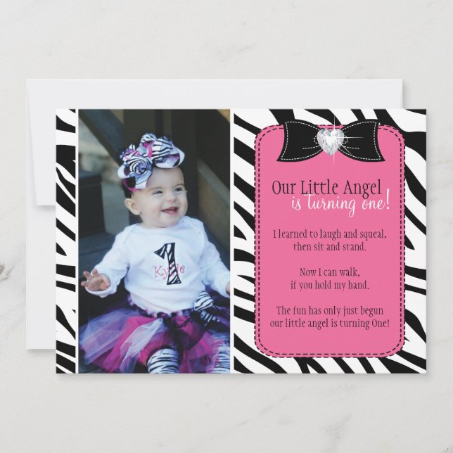 Invitation à la fête d'anniversaire de Sassy Zebra (Devant)
