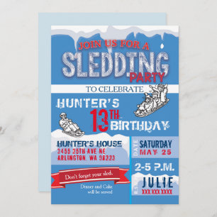 Invitation à la fête d'anniversaire de Sledding