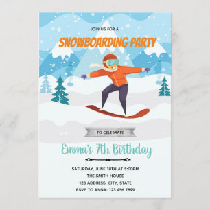 Invitation à la fête d'anniversaire de Snowboard
