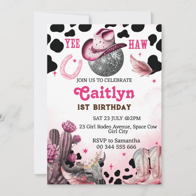 Invitation à la fête d'anniversaire de Space Cowgi (Devant)