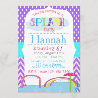 Invitation à la fête d'anniversaire de Splash Pad