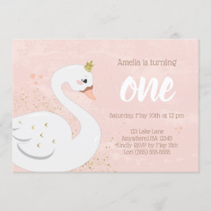 Invitation à la fête d'anniversaire de Swan   Rose