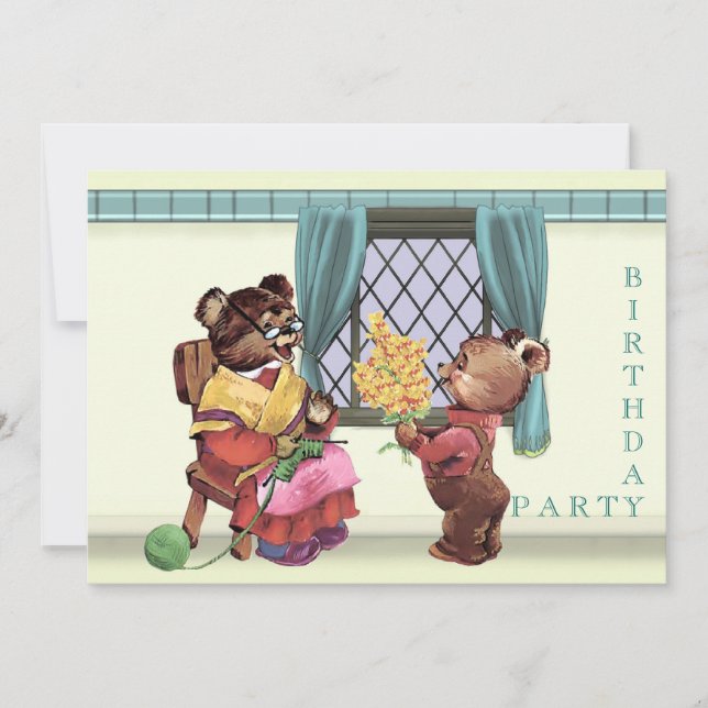 Invitation à la fête d'anniversaire de Teddy Bear (Devant)