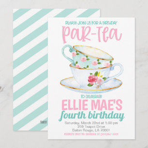Invitation à la fête d'anniversaire de thé