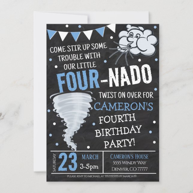 Invitation à la fête d'anniversaire de Tornado (Devant)