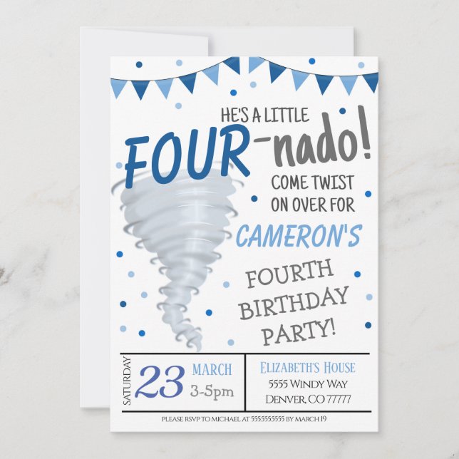 Invitation à la fête d'anniversaire de Tornado (Devant)