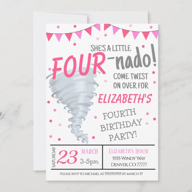 Invitation à la fête d'anniversaire de Tornado (Devant)