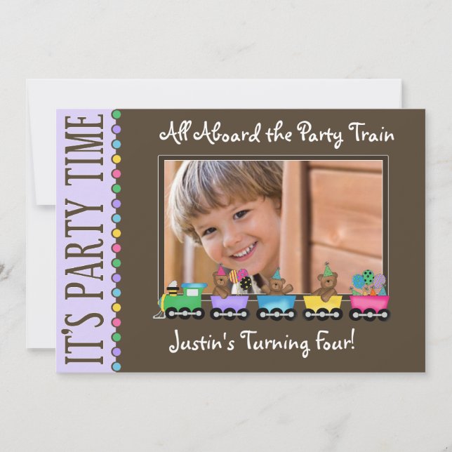 Invitation à la fête d'anniversaire de Train Kid (Devant)