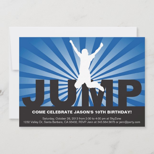 Invitation à la fête d'anniversaire de Trampoline  (Devant)