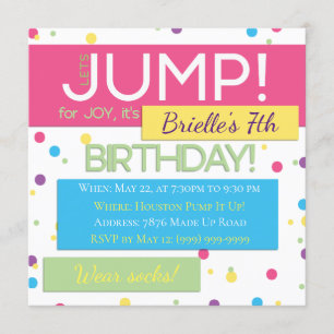 Invitation à la fête d'anniversaire de Trampoline