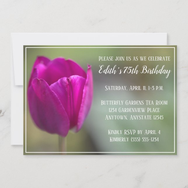 Invitation à la fête d'anniversaire de Tulip (Devant)