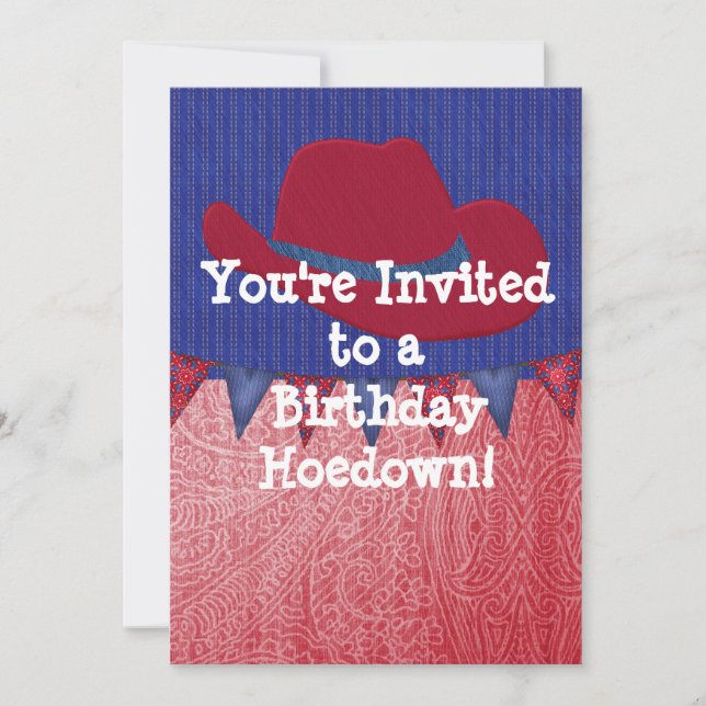 Invitation à la fête d'anniversaire de Western Cow (Devant)