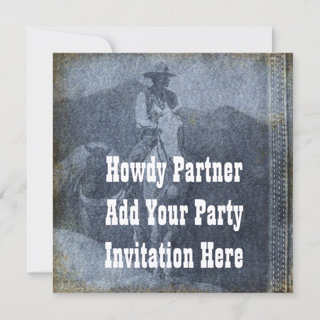 Invitation à la fête d'anniversaire de Western Cow (Devant)