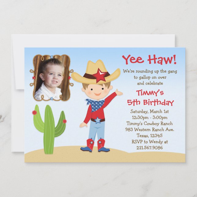 Invitation à la fête d'anniversaire de Western Cow (Devant)
