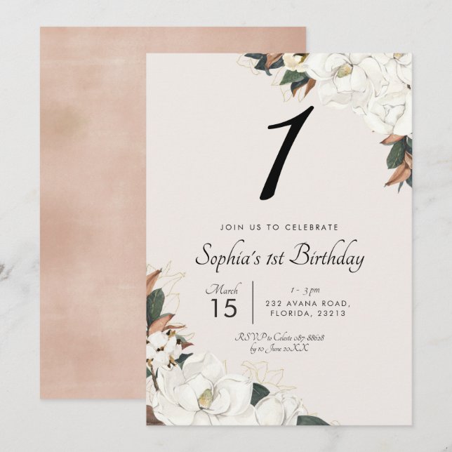 Invitation à la fête d'anniversaire de White Magno (Devant / Derrière)