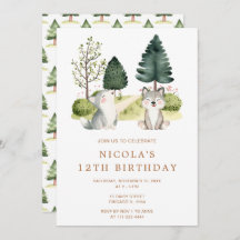 Invitation à la fête d'anniversaire de Woodland Wo
