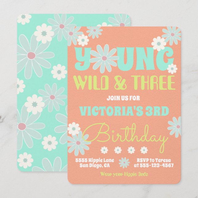 Invitation à la fête d'anniversaire de Young Wild  (Devant / Derrière)