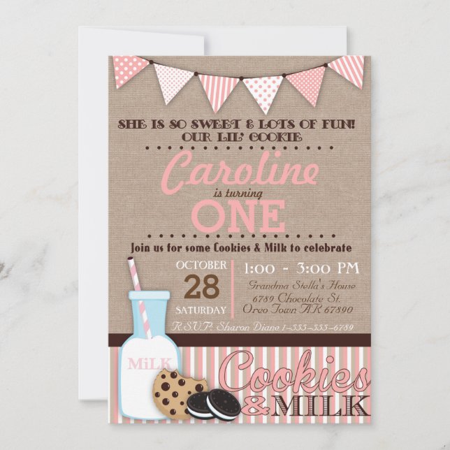 Invitation à la fête d'anniversaire des biscuits e (Devant)