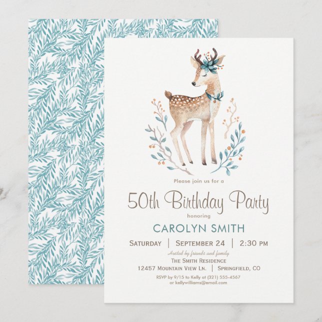 Invitation à la fête d'anniversaire des cerfs de b (Devant / Derrière)