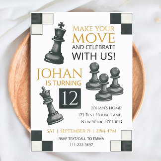 Invitation à la fête d'anniversaire des échecs pou