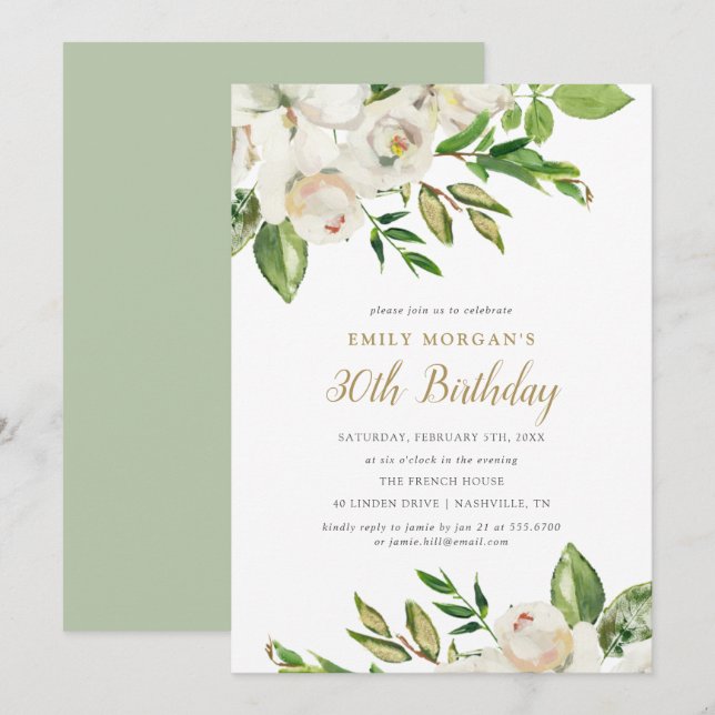 Invitation à la fête d'anniversaire des fleurs dor (Devant / Derrière)