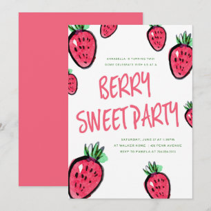 Invitation à la fête d'anniversaire des fraises Be