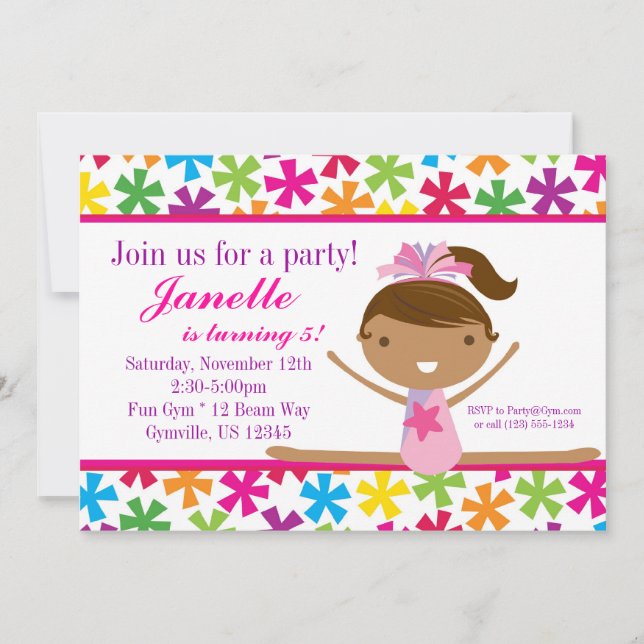 Invitation à la fête d'anniversaire des gymnastes  (Devant)