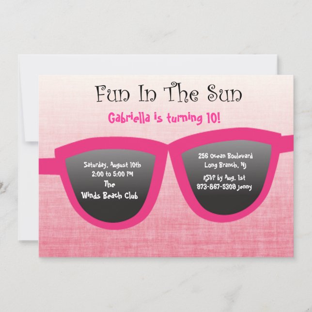 Invitation à la fête d'anniversaire des lunettes s (Devant)