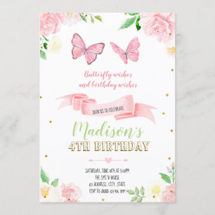 Invitation à la fête d'anniversaire des papillons