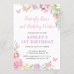Invitation à la fête d'anniversaire des papillons